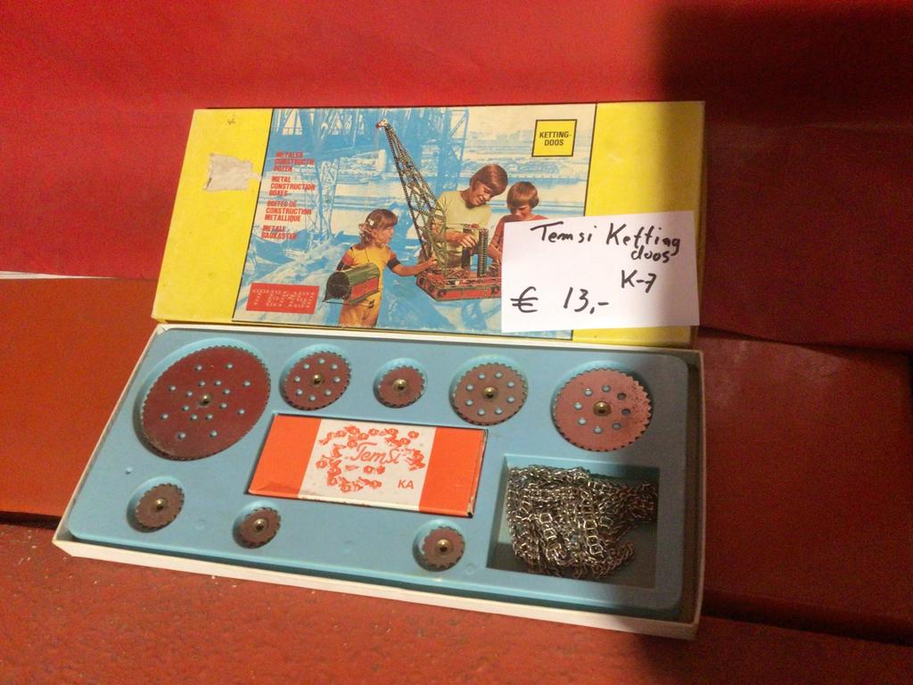 Vintage Temsi Kettingdoos Metaal Constructie Speelgoed, Overige merken, Gebruikt, Ophalen of Verzenden, Groter dan 1:32