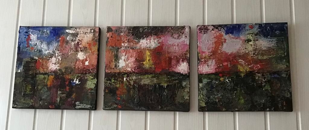 Drieluik abstract 30x30 cm, Ophalen of Verzenden