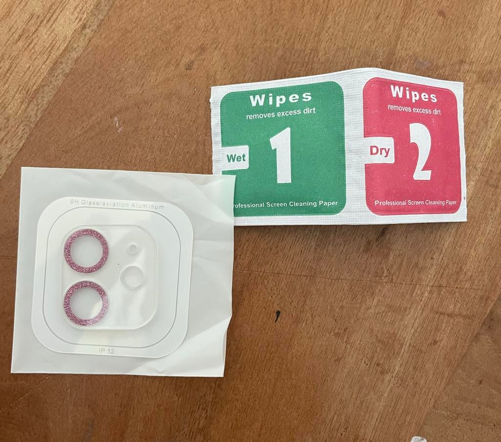 Lens protector iPhone 12 - Roze glitter, Ophalen of Verzenden, Nieuw, IPhone 12, Frontje of Cover