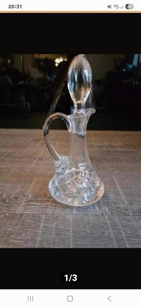 Kristallen karaf met handvat en stop, Ophalen of Verzenden, Nieuw