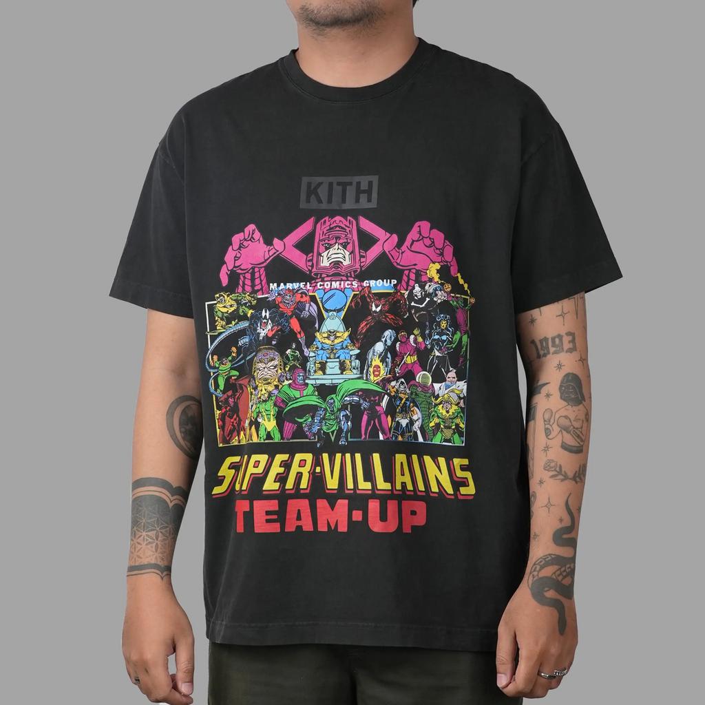 KITH X Marvel Team up villains vintage black tee | M, Maat 52/54 (L), Kith, Zwart, Nieuw