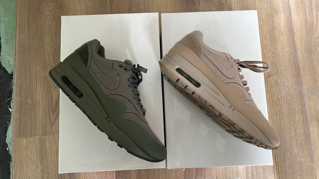 Nike Air Max 1 V SP Patch Sand & Green Steel US6.5 zeldzaam, Ophalen of Verzenden, Zo goed als nieuw, Beige, Sneakers of Gympen