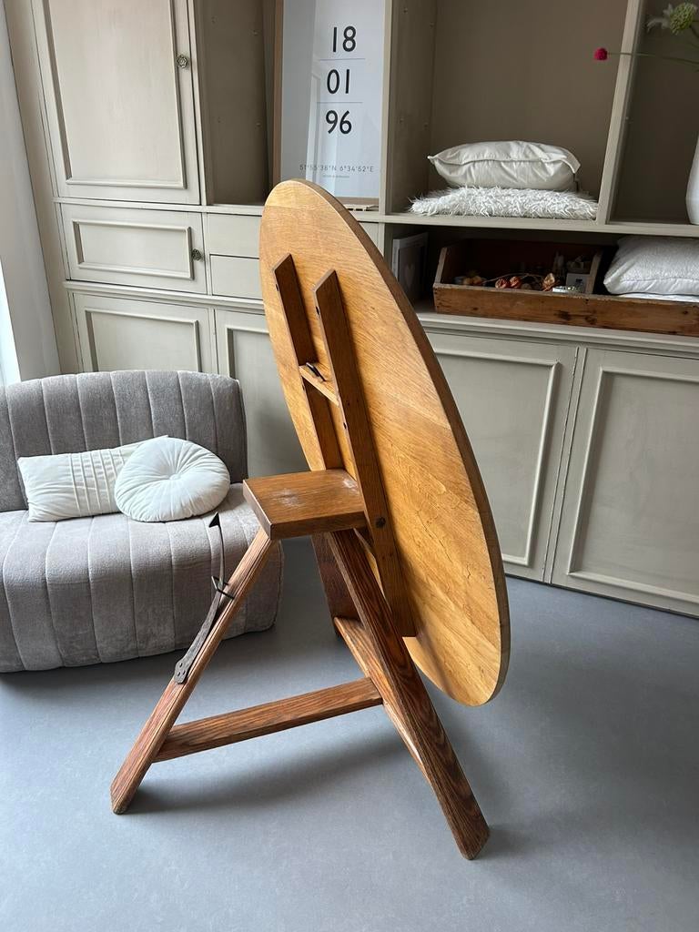 Keukentafel -  landelijke stijl - rond met klapblad, Huis en Inrichting, Tafels | Eettafels, Ophalen, Gebruikt, Vijf personen of meer