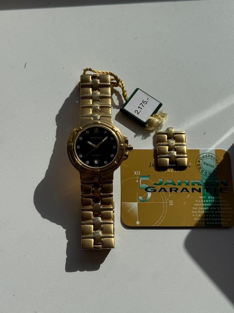 Jaques Richal 36mm 18kt gold plated horloge diamanten NIEUW, Overige merken, Polshorloge, Nieuw, Ophalen of Verzenden
