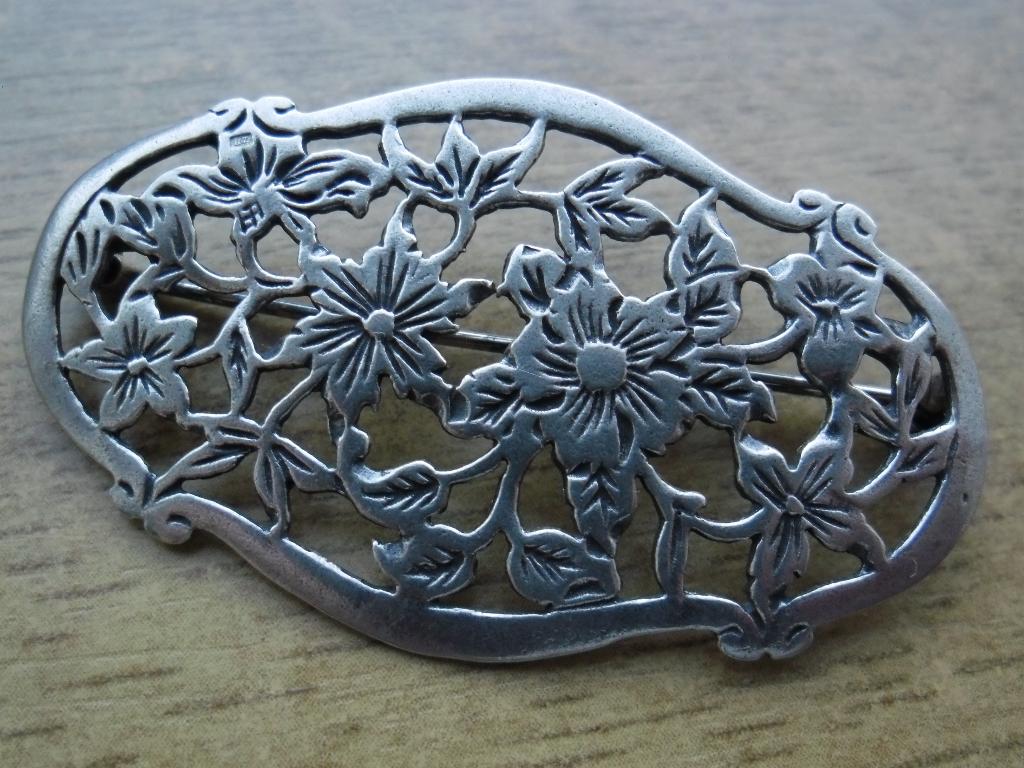 zilveren Biedemeier bloemen broche [775], Verzenden, Zilver, Broche