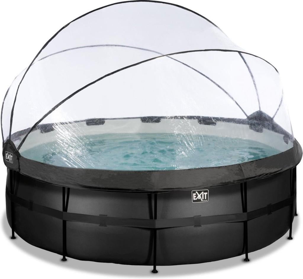 EXIT Black Leather zwembad Compleet Z.G.A.N., Rond, 300 cm of meer, Zo goed als nieuw, Ophalen