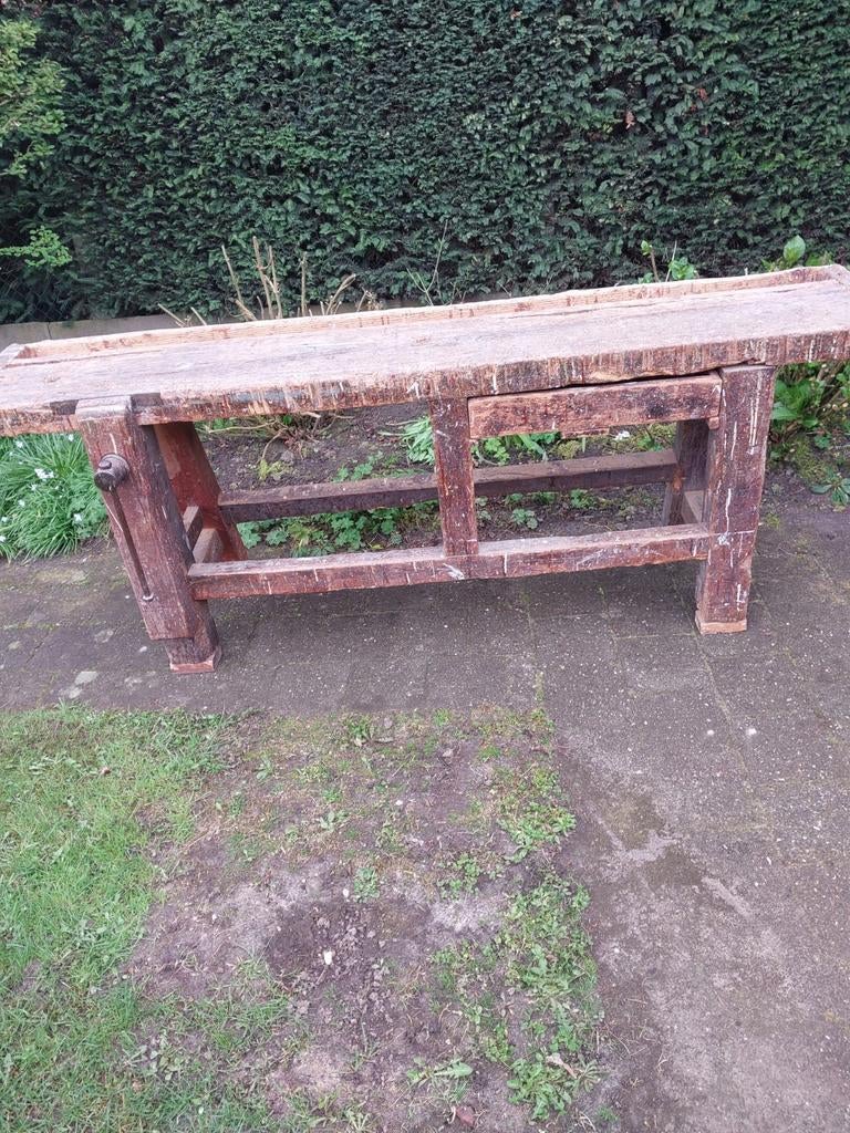 Oude timmer werkbank, Doe-het-zelf en Verbouw, Werkbanken, Ophalen of Verzenden, Gebruikt