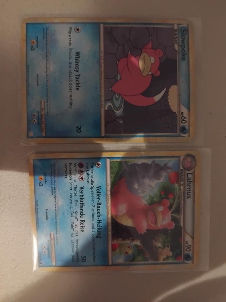 Pokémon Kaarten: Slowpoke en Lahmus engels en duits, Ophalen of Verzenden, Gebruikt, Meerdere kaarten
