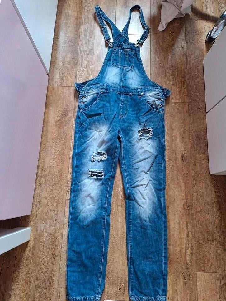 Tuinbroek met gaten, Maat 38/40 (M), Blauw, Ophalen of Verzenden, Zo goed als nieuw