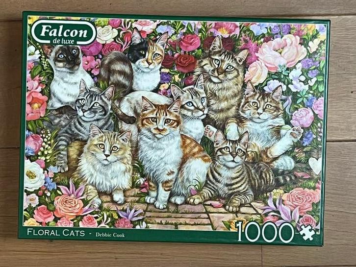Puzzel Floral Cats van Falcon - 1000 stukjes, Hobby en Vrije tijd, Ophalen of Verzenden, 500 t/m 1500 stukjes, Zo goed als nieuw