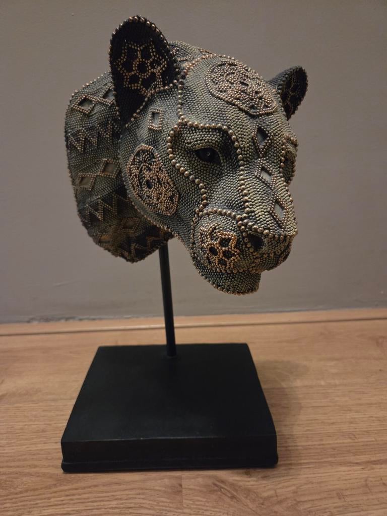 Decoratieve Dierenkop - Kraalmotief - 34cm hoog, Huis en Inrichting, Ophalen of Verzenden, Gebruikt
