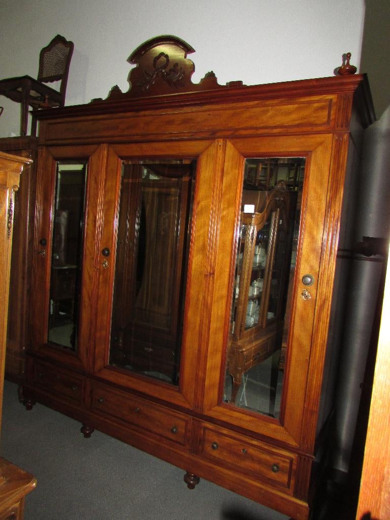 antieke zeer mooie mahonie linnenkast kleerkast hang en leg, Antiek en Kunst, Curiosa en Brocante, Ophalen of Verzenden