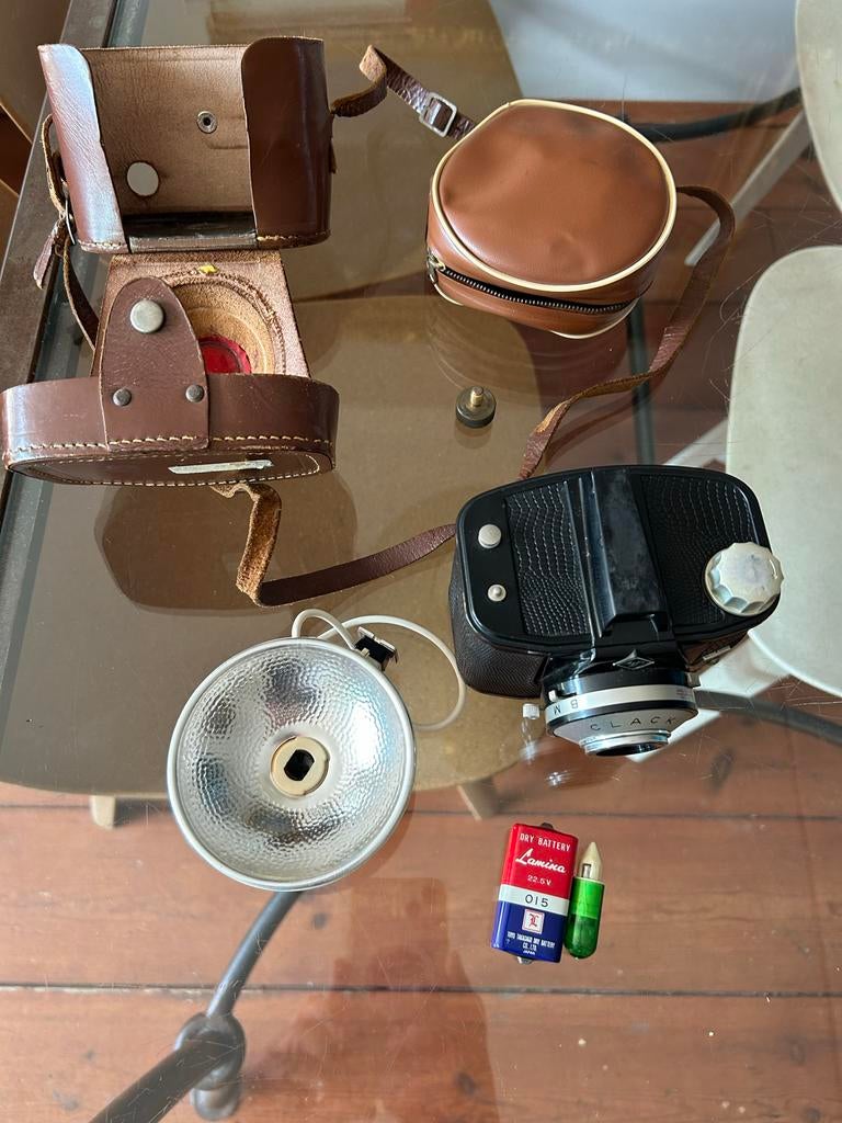 Agfa Clack analoge camera met flitser en tas, Ophalen of Verzenden, Gebruikt, Compact, Overige Merken