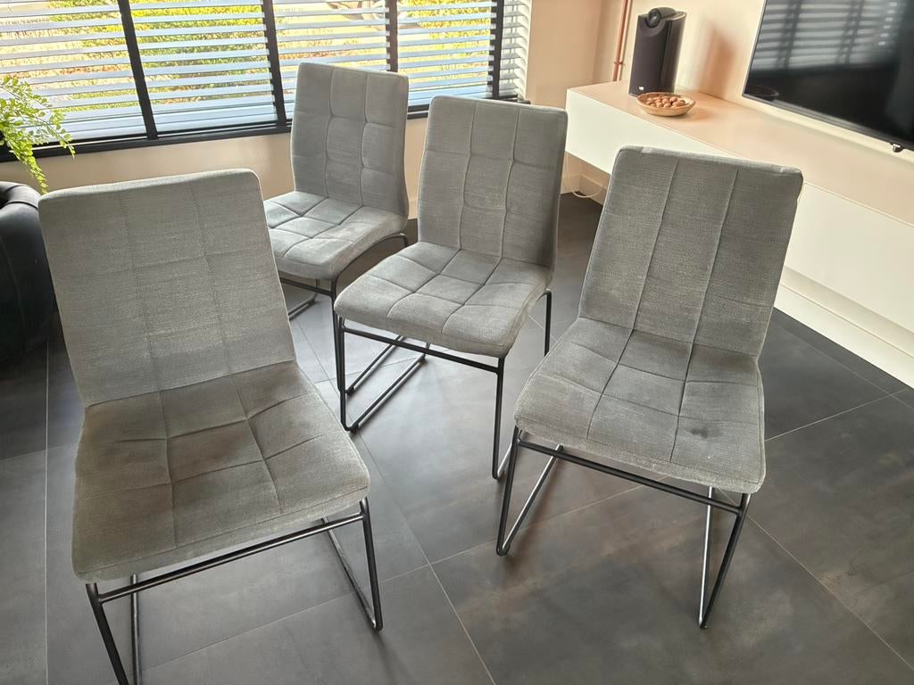 Stoelen grijs stof - 4 stuks, Ophalen, Grijs, Stof