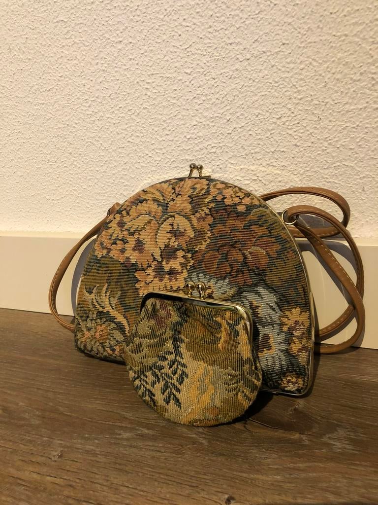 Vintage set tas + knipportemonnee, Sieraden, Tassen en Uiterlijk, Tassen | Damestassen, Ophalen of Verzenden, Zo goed als nieuw