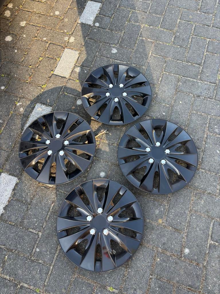 Zwarte wieldoppen voor auto, set van 4. 14 inch, Auto diversen, Wieldoppen, Gebruikt, Ophalen
