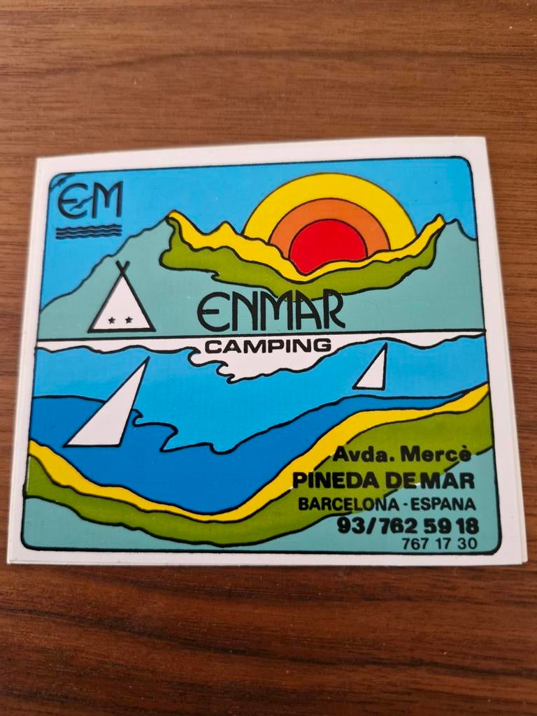 6370 Vintage Enmar Camping Sticker Pineda de Mar Barcelona, Ophalen of Verzenden
