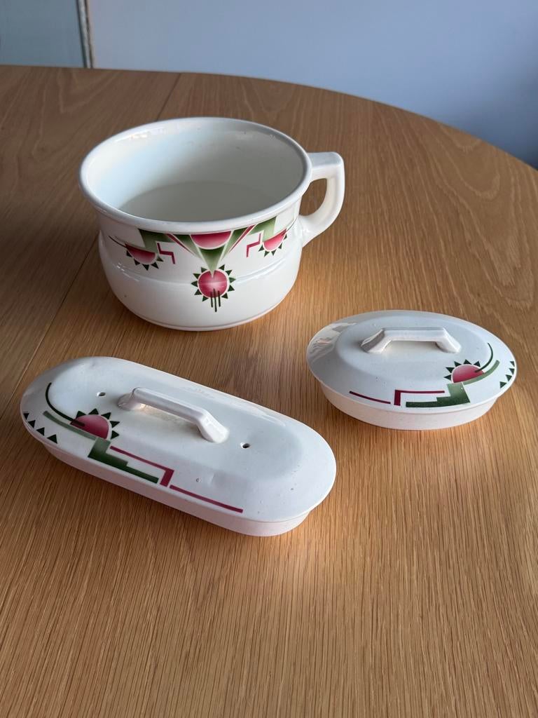 Art Deco Lampetset Societe Ceramique Maastricht jaren '20-'3, Ophalen of Verzenden