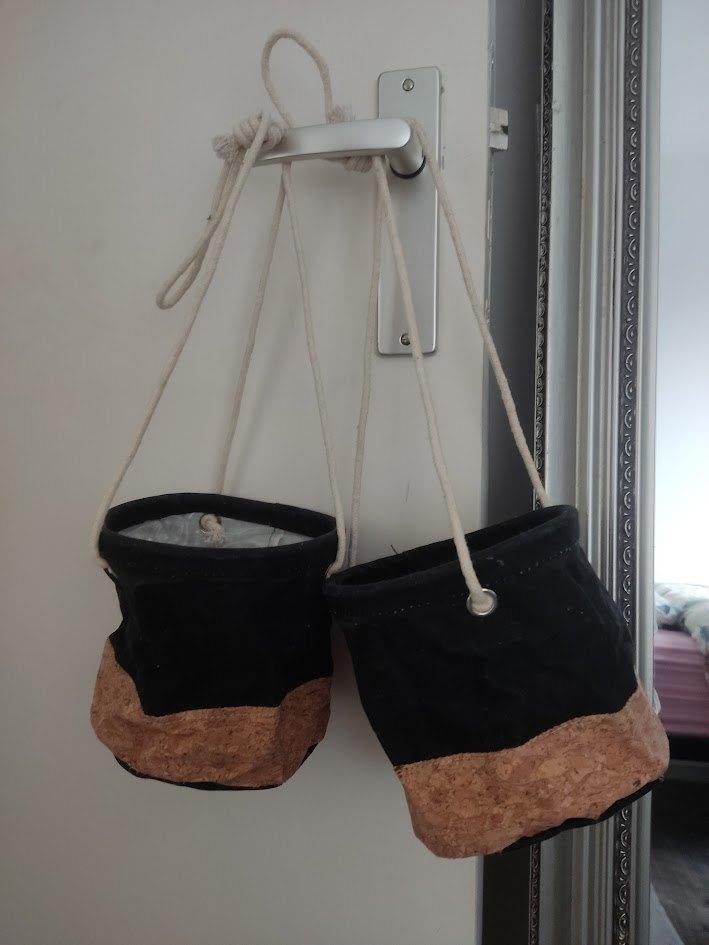 Planten hangers van canvas / kurk met binnen zeil, Overige materialen, Gebruikt, Rond, Ophalen of Verzenden