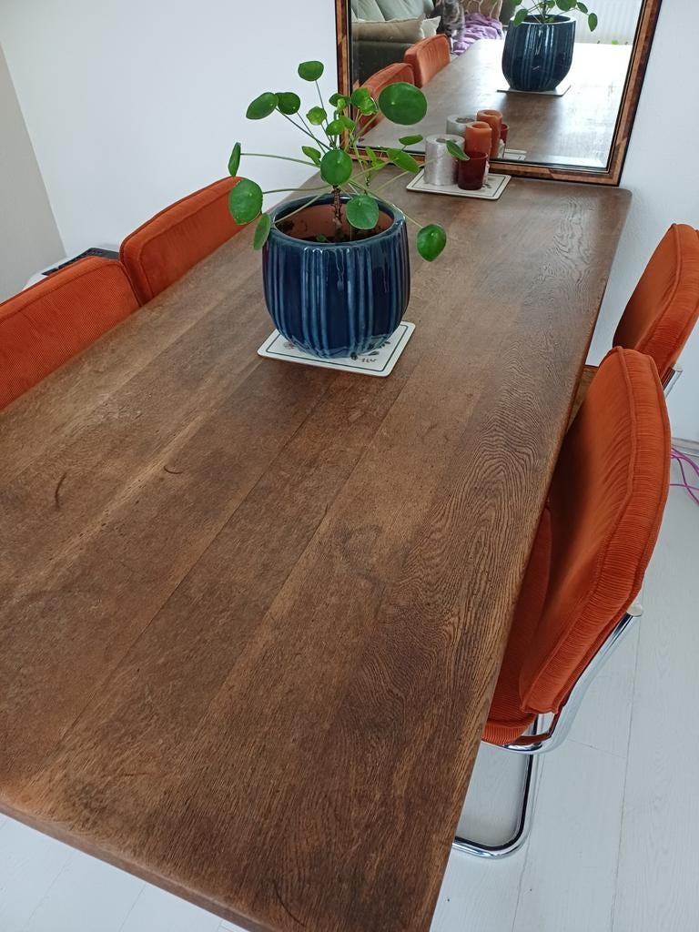 Prachtige vintage massief houten tafel (180cm), Ophalen, Gebruikt, 50 tot 100 cm, 150 tot 200 cm