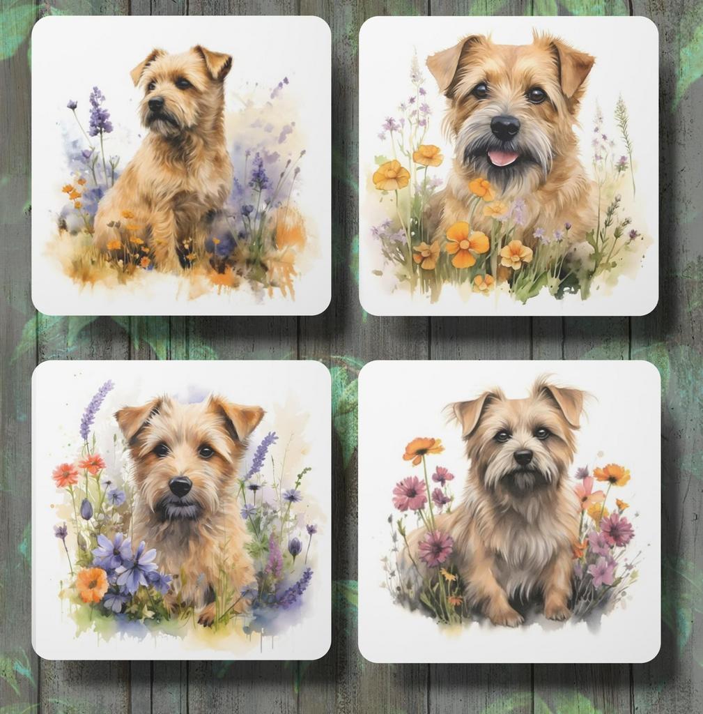 Norfolk Terriër Aquarel onderzetters met houder, Huis en Inrichting, Woonaccessoires | Onderzetters, Nieuw, Glas of Kopje, Ophalen of Verzenden