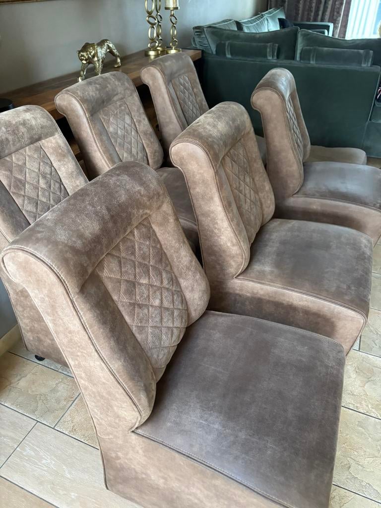 6 bruine stoelen, Huis en Inrichting, Stoelen, Ophalen, Zo goed als nieuw, Bruin