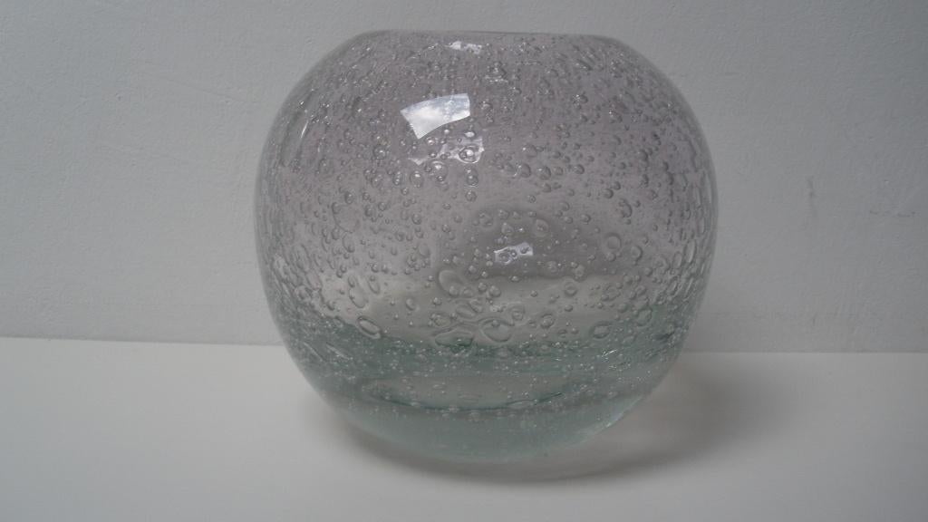 Mondgeblazen vaas met luchtbellen, Overige kleuren, Ophalen of Verzenden, Minder dan 50 cm, Glas