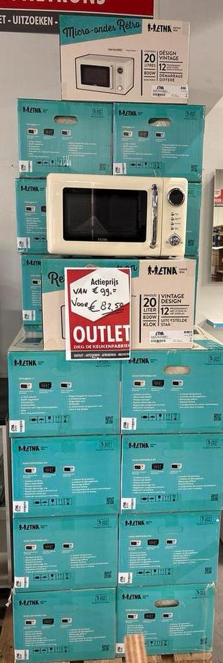 Etna SMV620BEI 800W Magnetron - Vintage Design, Ophalen, Minder dan 45 cm, Nieuw, Magnetron