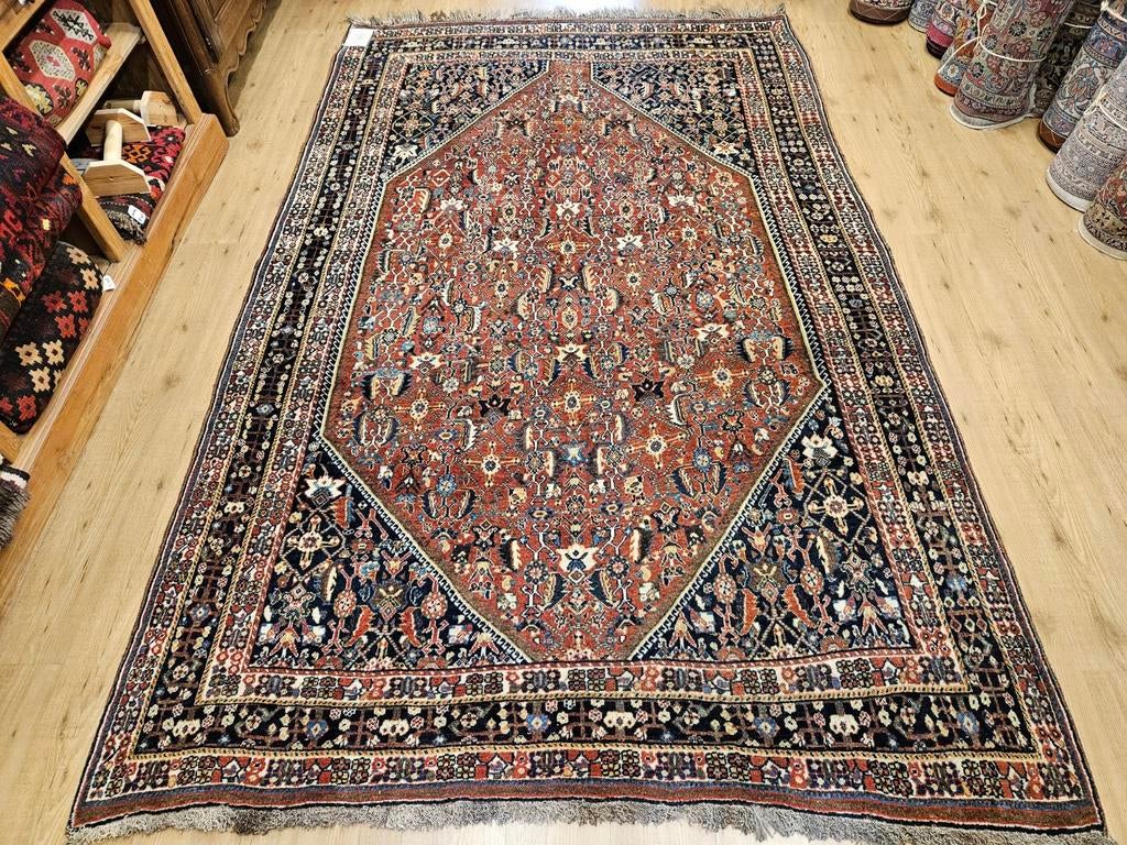 Vintage handgeknoopt perzisch tapijt shiraz 330x196