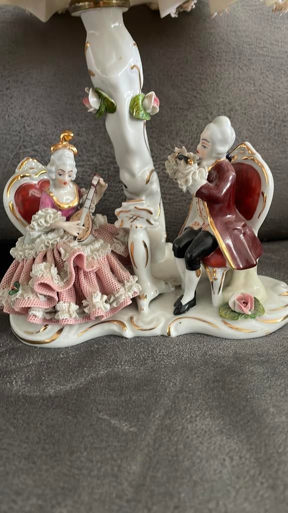 Saksisch Dresden antieke schemerlamp porselein, Antiek en Kunst, Antiek | Porselein, Ophalen of Verzenden