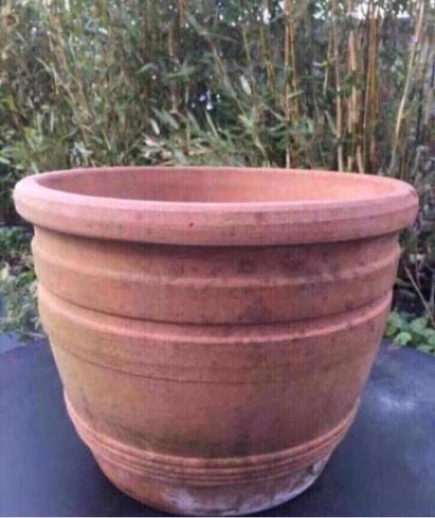 Oud Hollandse terracotta bloempotten diverse maten, Tuin en Terras, Bloempotten, 25 tot 40 cm, Gebruikt, Rond, Ophalen of Verzenden