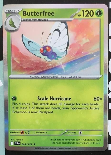 Pokemon - Butterfree (JTG 003) Holo rare.., Ophalen of Verzenden, Nieuw, Losse kaart, Foil