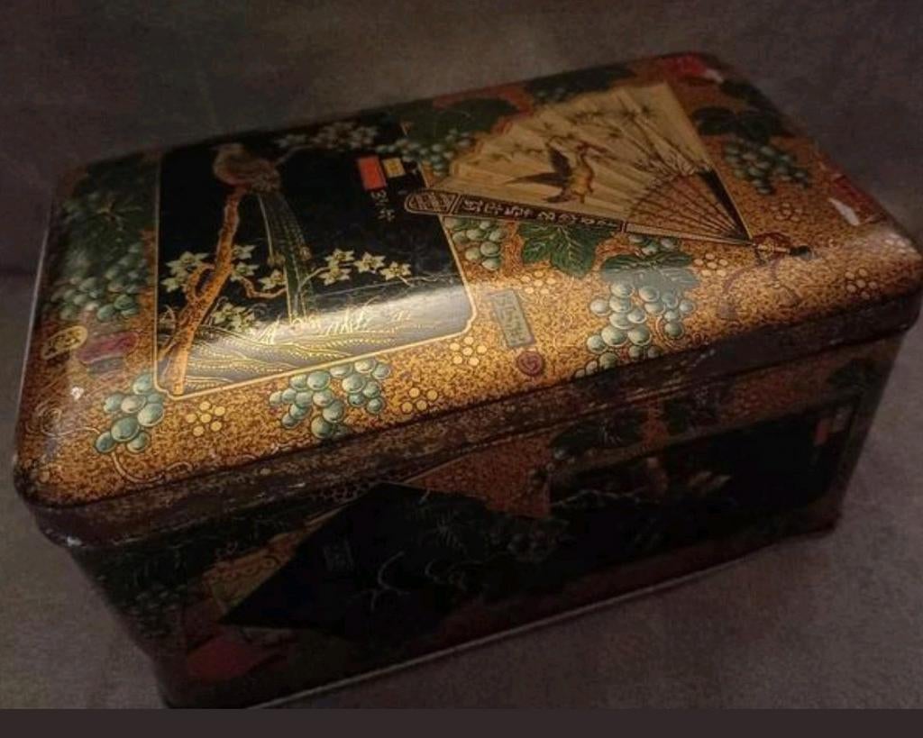 Vintage blik met Japanse afbeeldingen, Verzamelen, Ophalen of Verzenden