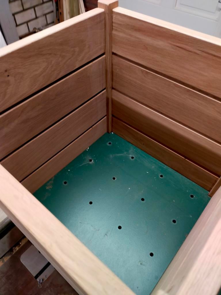 Eiken en iroko houten bloembakken, Ophalen, Nieuw, Hout, Overige typen