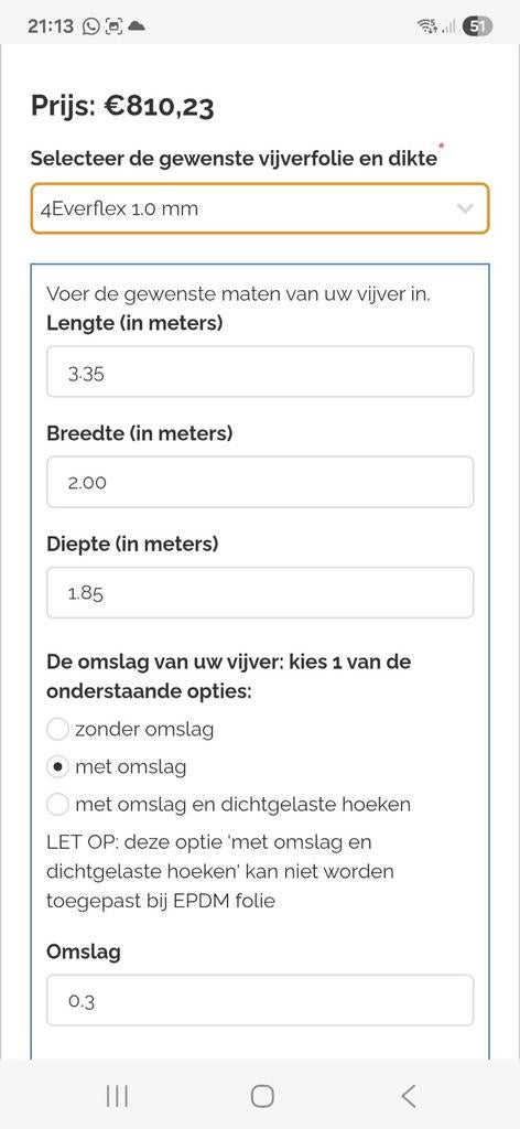 Nieuwe 3D vijverzak 335 x 200 x 185 x 30cm, Ophalen, 3853JR, Nieuw, Aquafactory