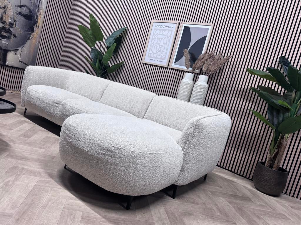 ZGAN Organische Bouclé Japandi Hoekbank - Créme - 280 x 150, 250 tot 300 cm, -, Luxe Trendy Hoekbank Japandi Organisch Créme, -