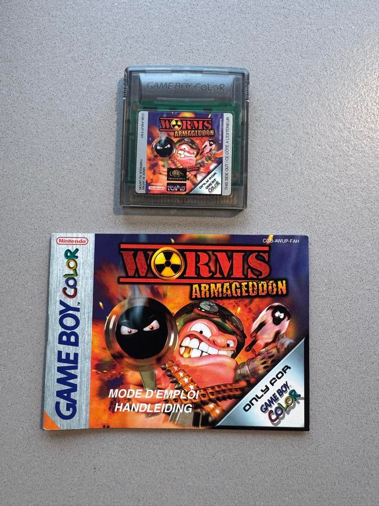 Worms Armageddon Game Boy Color (GBC) met handleiding, Gebruikt, 1 speler, Ophalen of Verzenden, Strategie en Constructie
