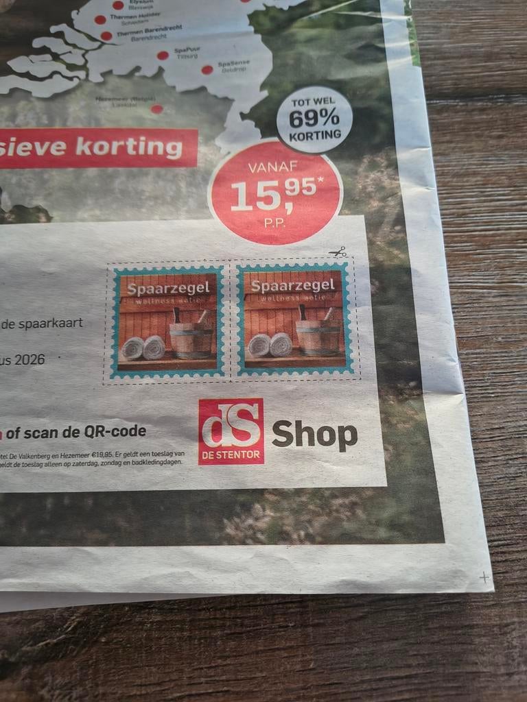 Stentor dagje Wellness voor 2 personen., Ophalen of Verzenden, Winkel, Super of Benzinepomp, Zegels, Bonnen of Punten