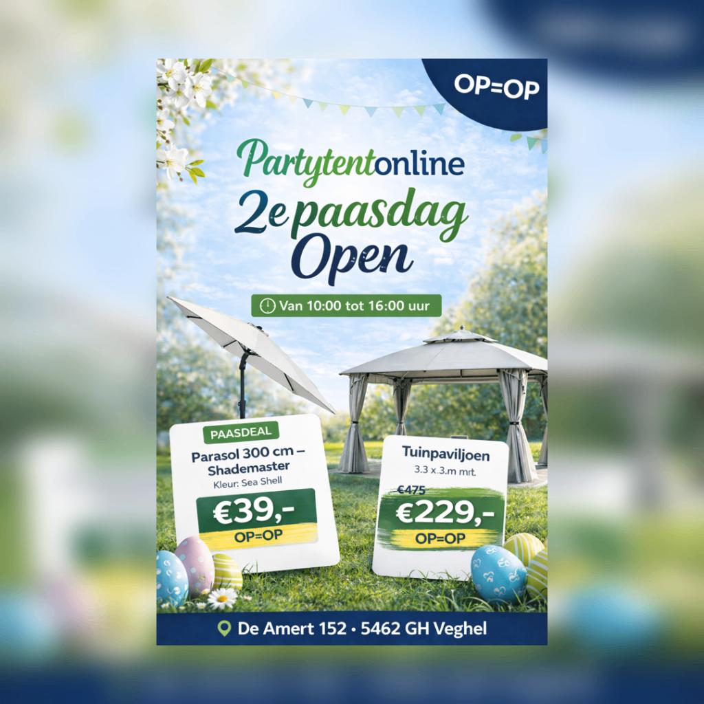 Partytent Paviljoen Parasol | OP=OP | 2e paasdag open |€39, Tuin en Terras, Partytenten, Ophalen, De Amert 152 5462GH Veghel, Grizzly Outdoor