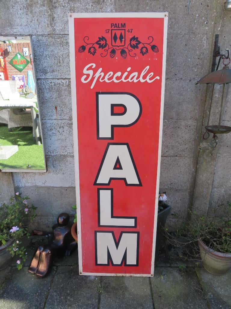 Palm bier oud ijzeren reclame bord., Ophalen, Zo goed als nieuw, Reclamebord, Plaat of Schild, Palm
