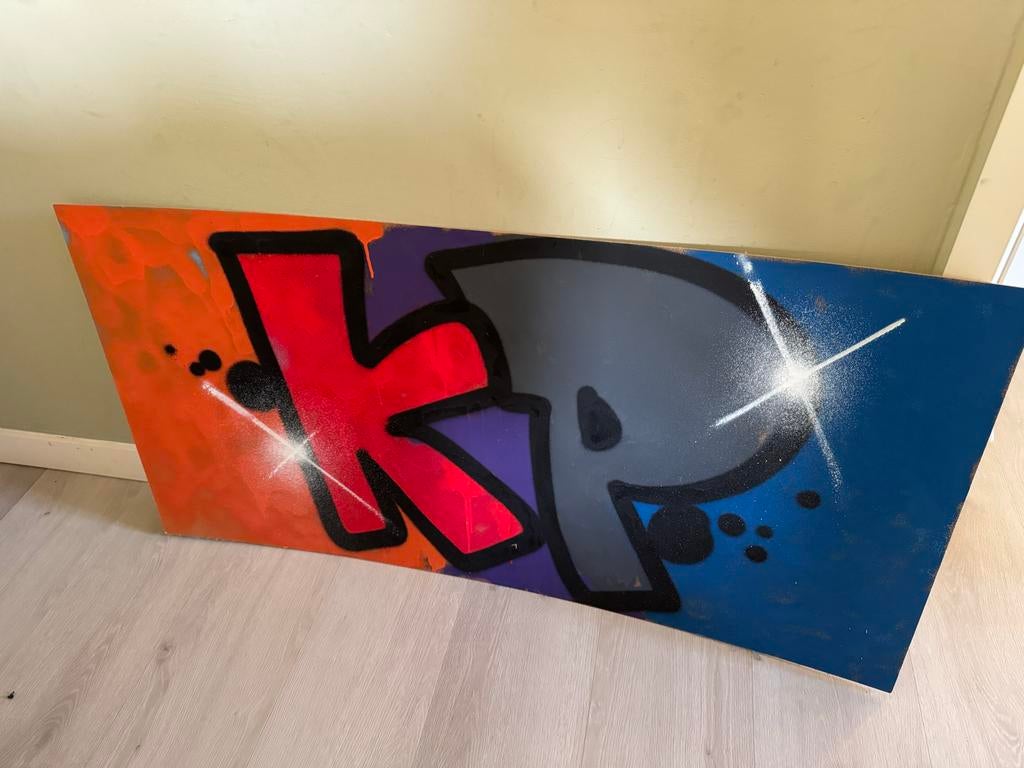 Unieke graffiti plaat 'KP' - Knolpower kunstwerk, Ophalen