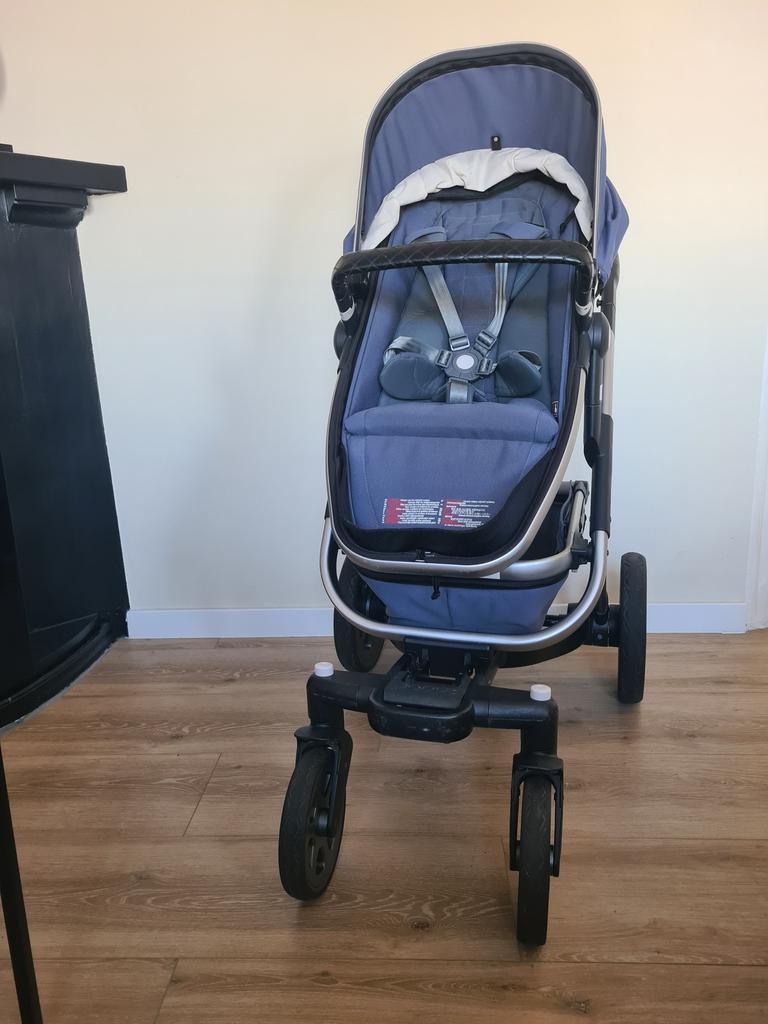 Blauwe  Joolz Geo 2 Combi Kinderwagen + Extra’s, Zo goed als nieuw, Verstelbare duwstang, Ophalen, Kinderwagen