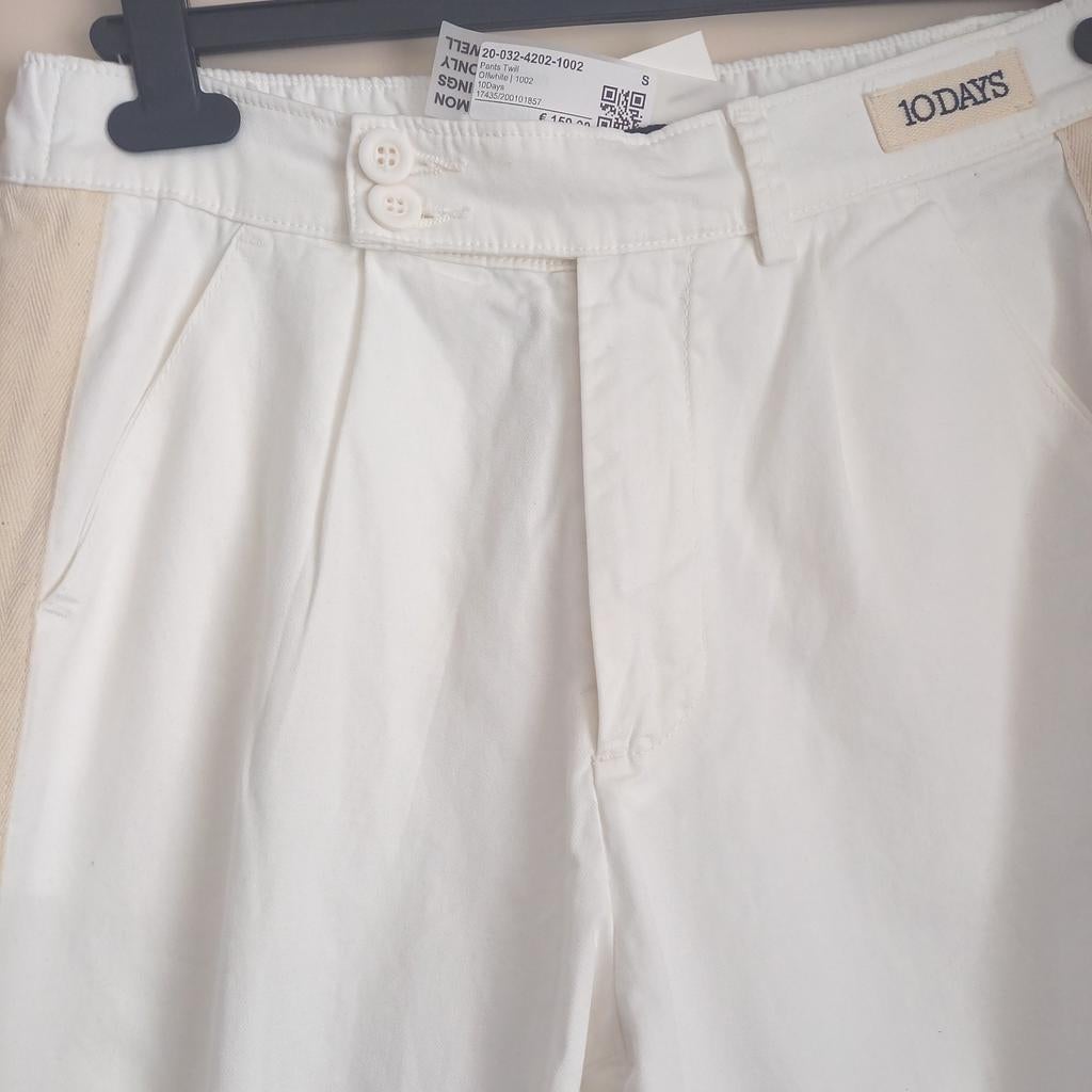 10 Days broek off- white met contrastbies mt S past M, Wit, 10days, Nieuw, Ophalen of Verzenden