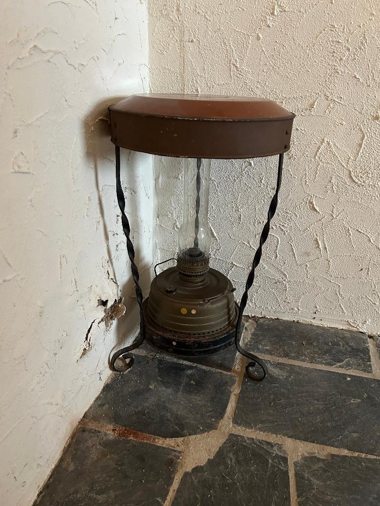 Grote antieke olielamp met verwarmingselement, Antiek en Kunst, Antiek | Lampen, Ophalen