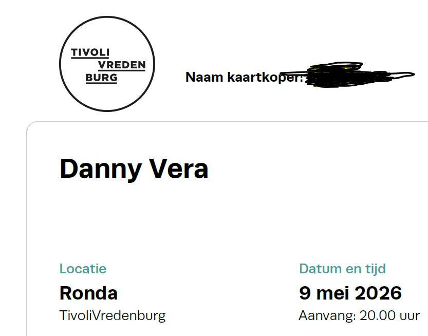 2 kaartjes voor Danny Vera in Tivoli Vredenburg 9 mei, Tickets en Kaartjes, Twee personen, Mei, Overige typen