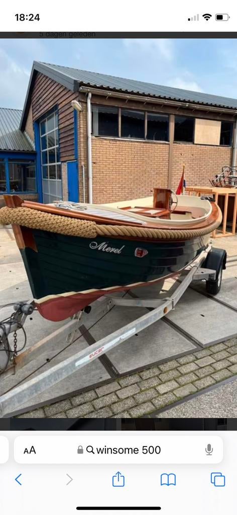 Te Koop! Winsome 500 Spiegelsloep Vetus diesel, Watersport en Boten, Sloepen, Ophalen, 10 tot 30 pk, Gebruikt, Binnenboordmotor