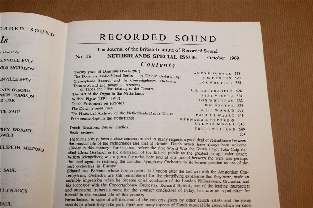 Recorded Sound 36 — Met o.a. Frits Weiland, Ophalen of Verzenden, Gelezen, Artiest