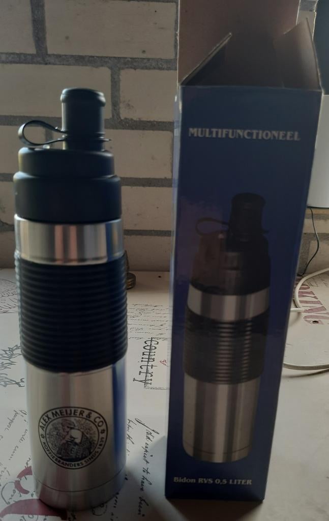RVS Bidon 0,5 Liter - Alex Meijer & Co Koffiebranders, Ophalen of Verzenden, Nieuw