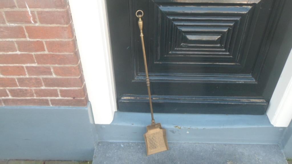 Koperen haardschep asschep voor openhaard of kachel messing, Verzenden