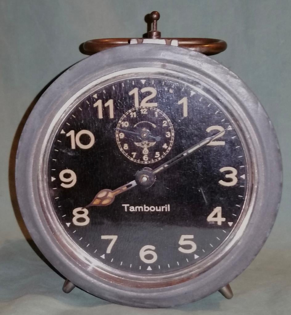 Grote oude wekker klok Tambouril, Antiek en Kunst, Antiek | Klokken, Ophalen of Verzenden